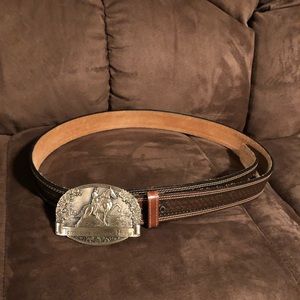 Leather belt with Tennessee Walker Horse Buckle